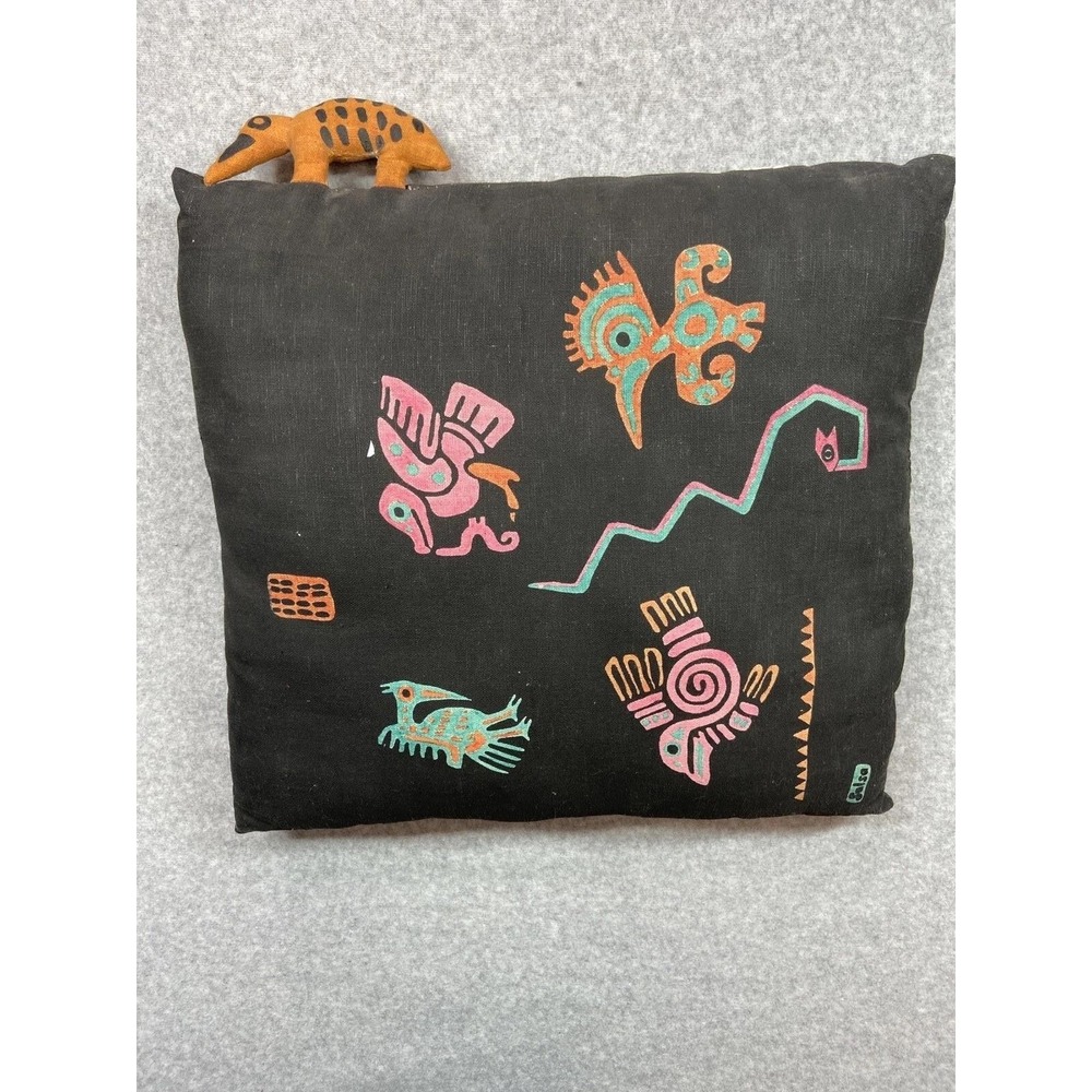 Vintage Salsa Folk Art Animal‎ Pillow 15" Handmade Boho Ethnic Decorative Unique - Picture 7 of 7